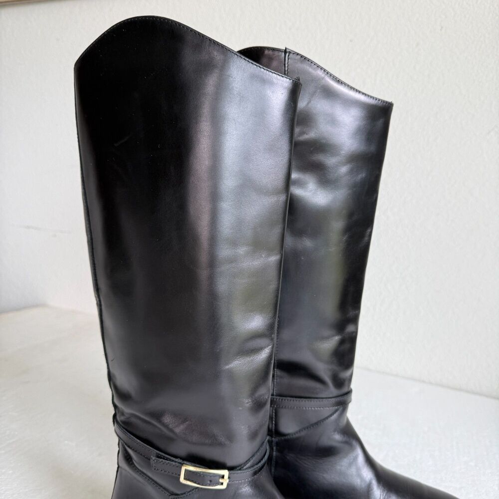 Mango MNG Women's Riding Style Black Leather Buckles Boots Size EU 40 US 9-9.5 - Picture 4 of 14